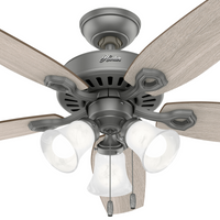 52 inch Builder Matte Silver Ceiling Fan with LED Light Kit and Pull Chain