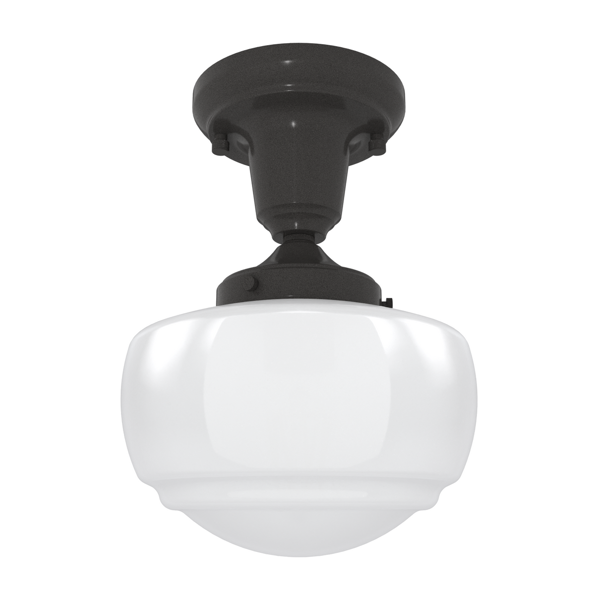 Saddle Creek 7.5-inch 1-light Noble Bronze Schoolhouse Pendant with Cased White Glass