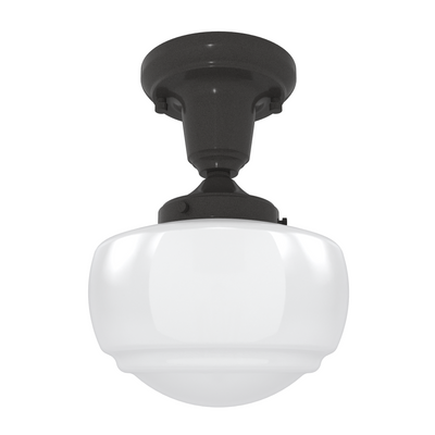 Saddle Creek 7.5-inch 1-light Noble Bronze Schoolhouse Pendant with Cased White Glass