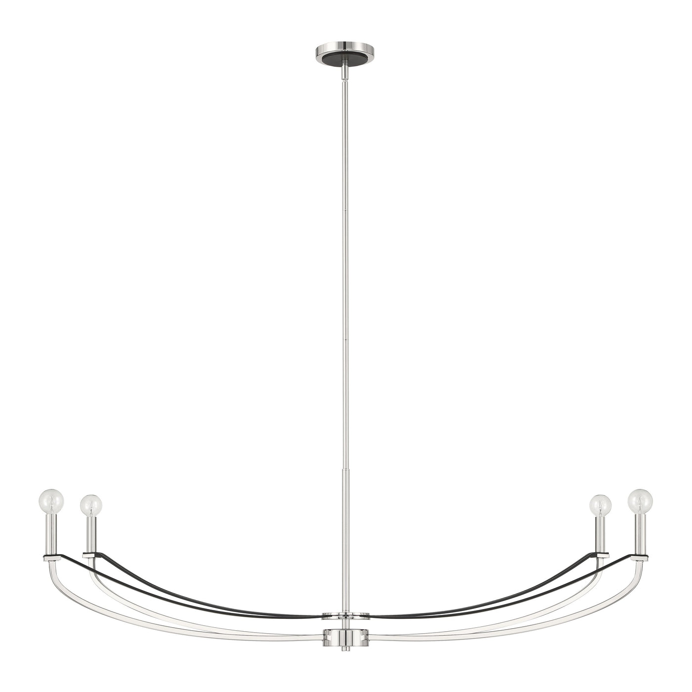 Sussex 47-inch 4-light Polished Nickel and Black Faux Leather Linear Chandelier