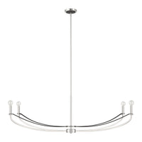 Sussex 47-inch 4-light Polished Nickel and Black Faux Leather Linear Chandelier