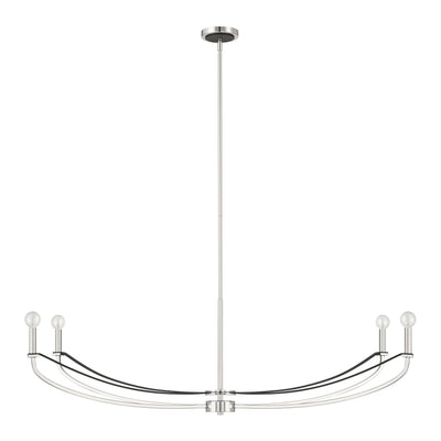 Sussex 47-inch 4-light Polished Nickel and Black Faux Leather Linear Chandelier
