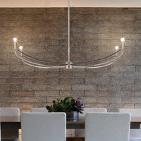 Sussex 47-inch 4-light Polished Nickel and Black Faux Leather Linear Chandelier