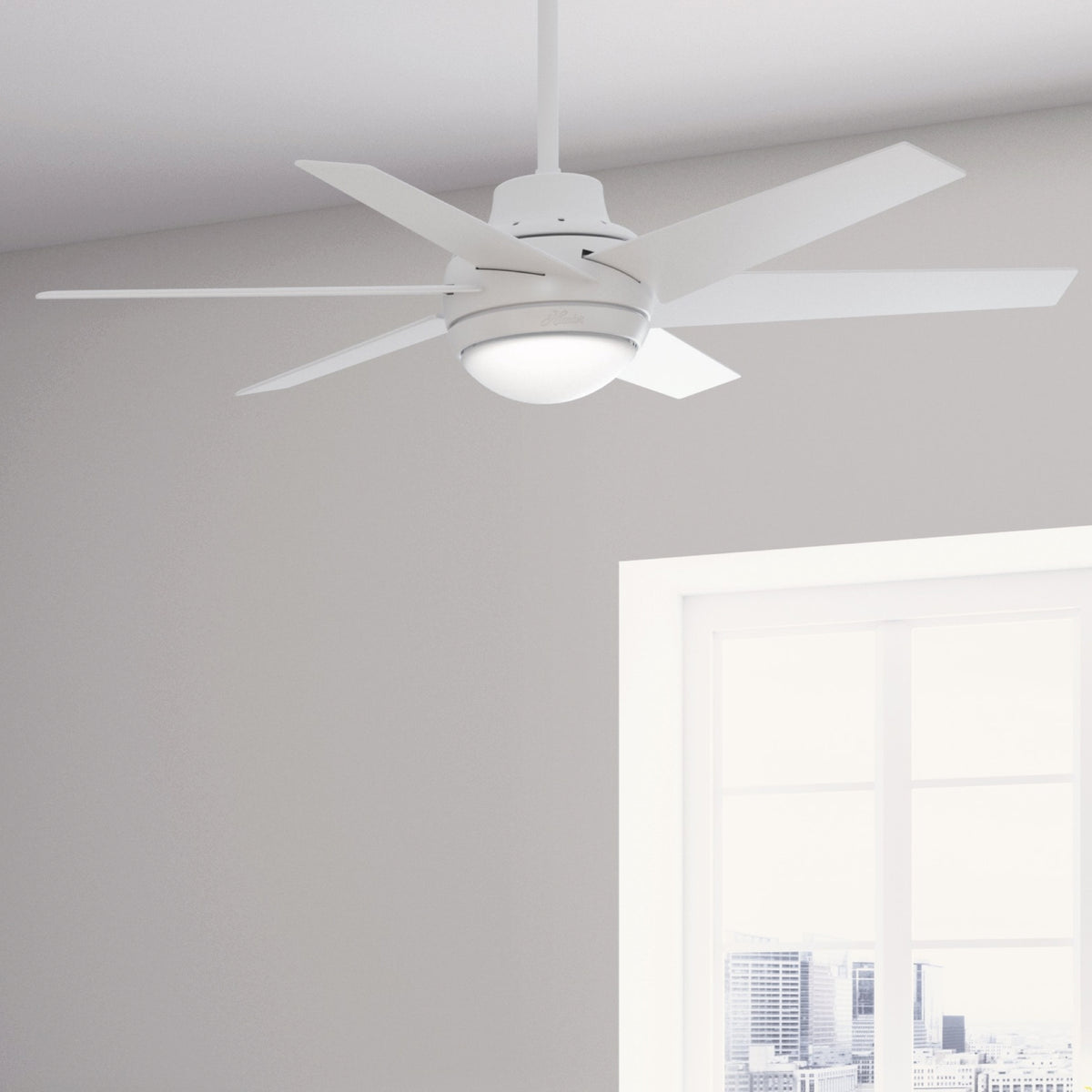 52 inch Sotto Fresh White Ceiling Fan with LED Light Kit and Handheld Remote