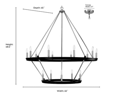 48.5'' Carruth Matte Black/Modern Gold 15 Light Chandelier