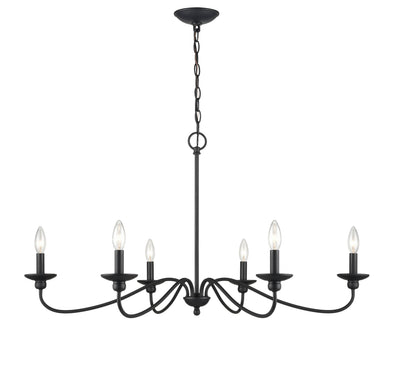 20.5'' Delvona Matte Black 6 Light Chandelier
