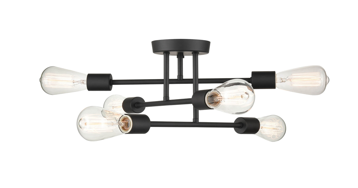 7.75'' Decco Matte Black 6 Light Semi-Flush Mount