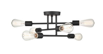 7.75'' Decco Matte Black 6 Light Semi-Flush Mount