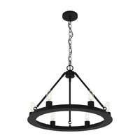 Saddlewood 24-inch 6-light Natural Black Iron Chandelier