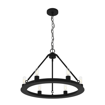 Saddlewood 24-inch 6-light Natural Black Iron Chandelier