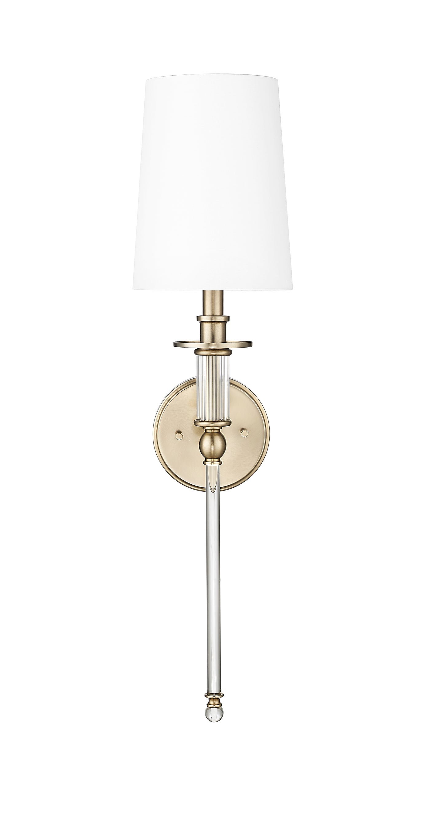 26-inch Modern Gold 1-Light Wall Sconce with White Shade