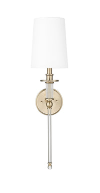 26-inch Modern Gold 1-Light Wall Sconce with White Shade