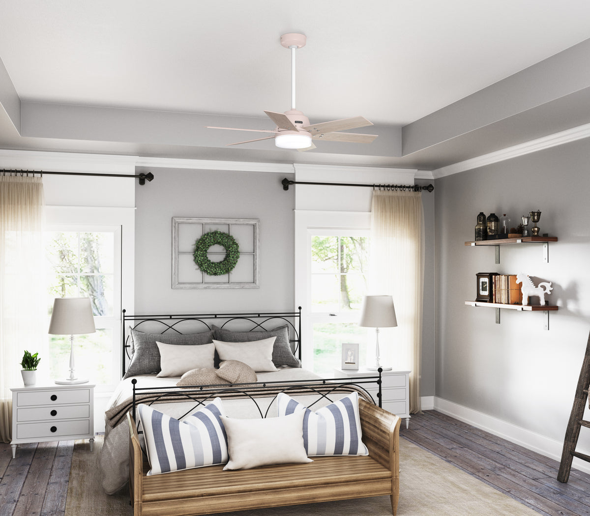 44 inch Pacer Blush Pink Ceiling Fan with LED Light Kit and Handheld Remote