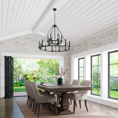 42-inch Florence Matte Black 18-Light Chandelier