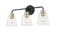 23'' Cameron Matte Black/Modern Gold 3 Light Bath Vanity