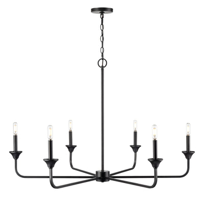 28'' Herring Matte Black 6 Light Chandelier