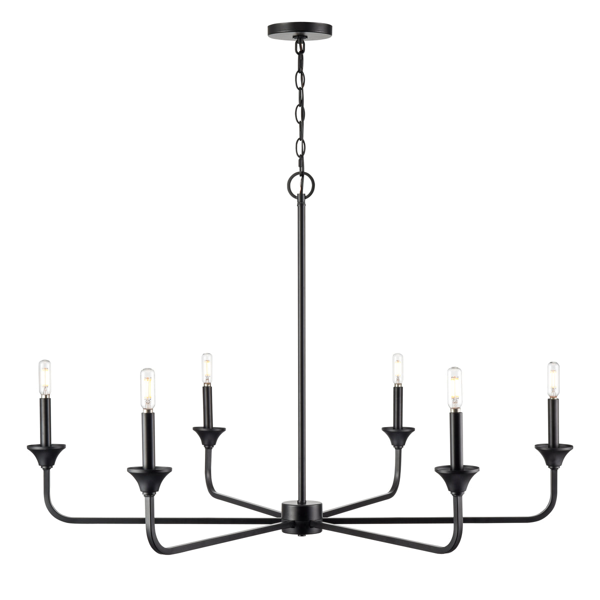 28'' Herring Matte Black 6 Light Chandelier