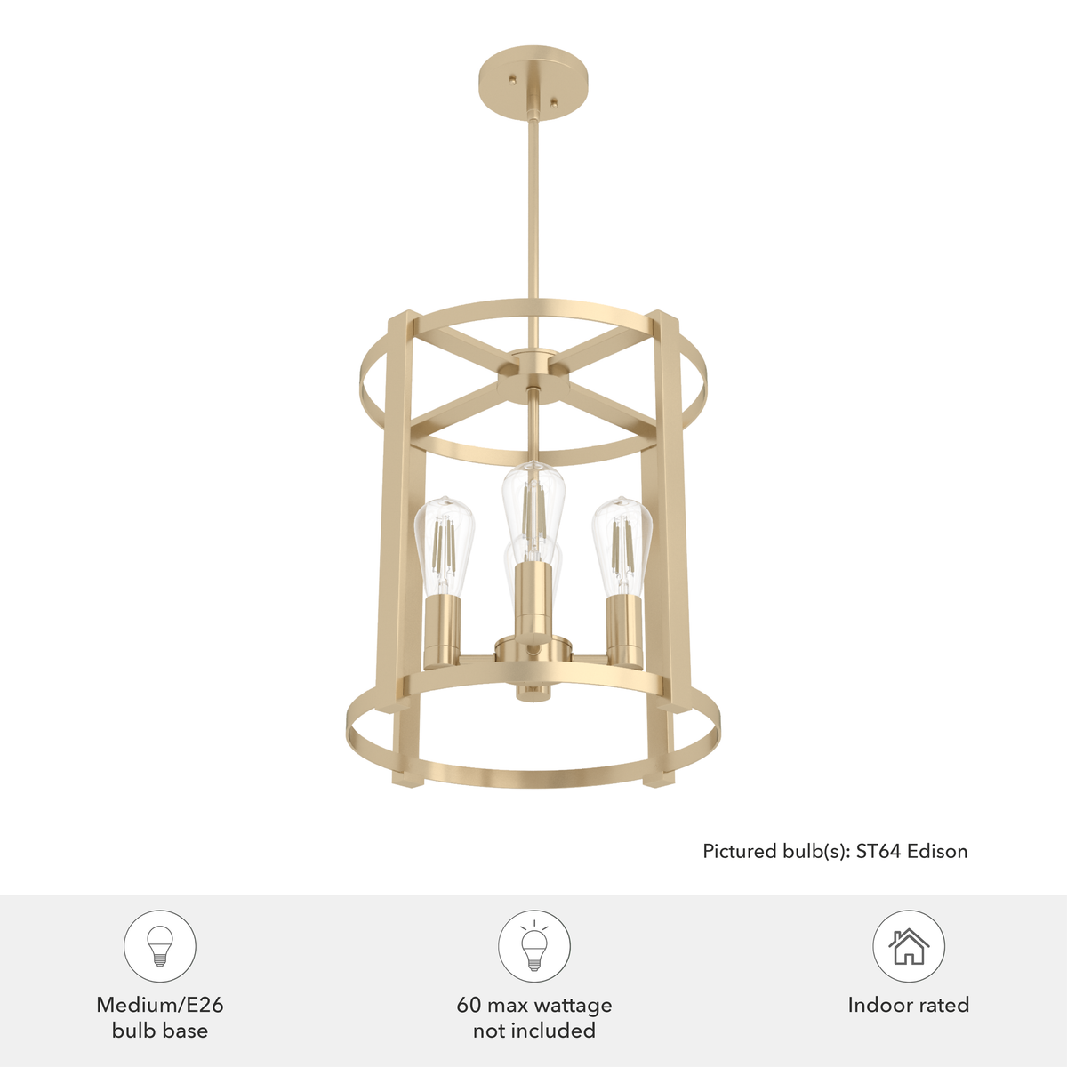 Astwood 16-inch 4-light Alturas Gold Drum Chandelier