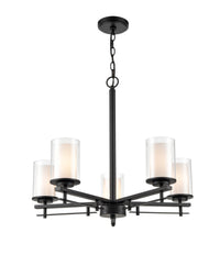 23'' Huderson Matte Black 5 Light Chandelier