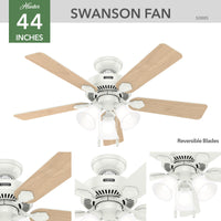 44 inch Swanson Fresh White Ceiling Fan with LED Light Kit
