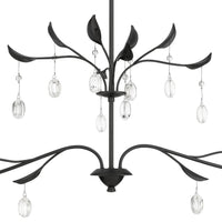 Presley 56-inch 2-light Textured Black Linear Chandelier with Clear Glass Drops and White Linen Shades