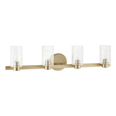 Bedminster 30-inch 4-light Champagne Gold Vanity Light with Clear Ribbed Glass Shades