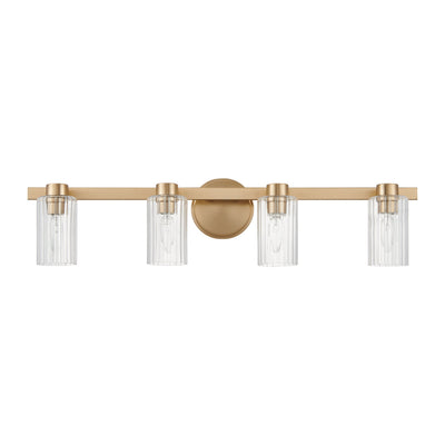 Bedminster 30-inch 4-light Champagne Gold Vanity Light with Clear Ribbed Glass Shades