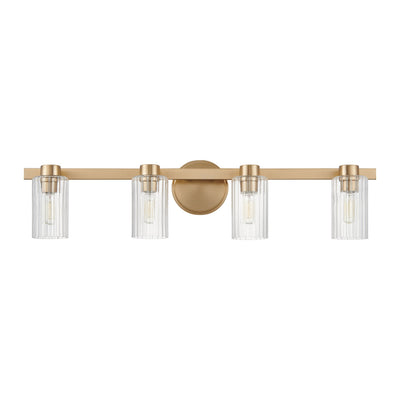 Bedminster 30-inch 4-light Champagne Gold Vanity Light with Clear Ribbed Glass Shades