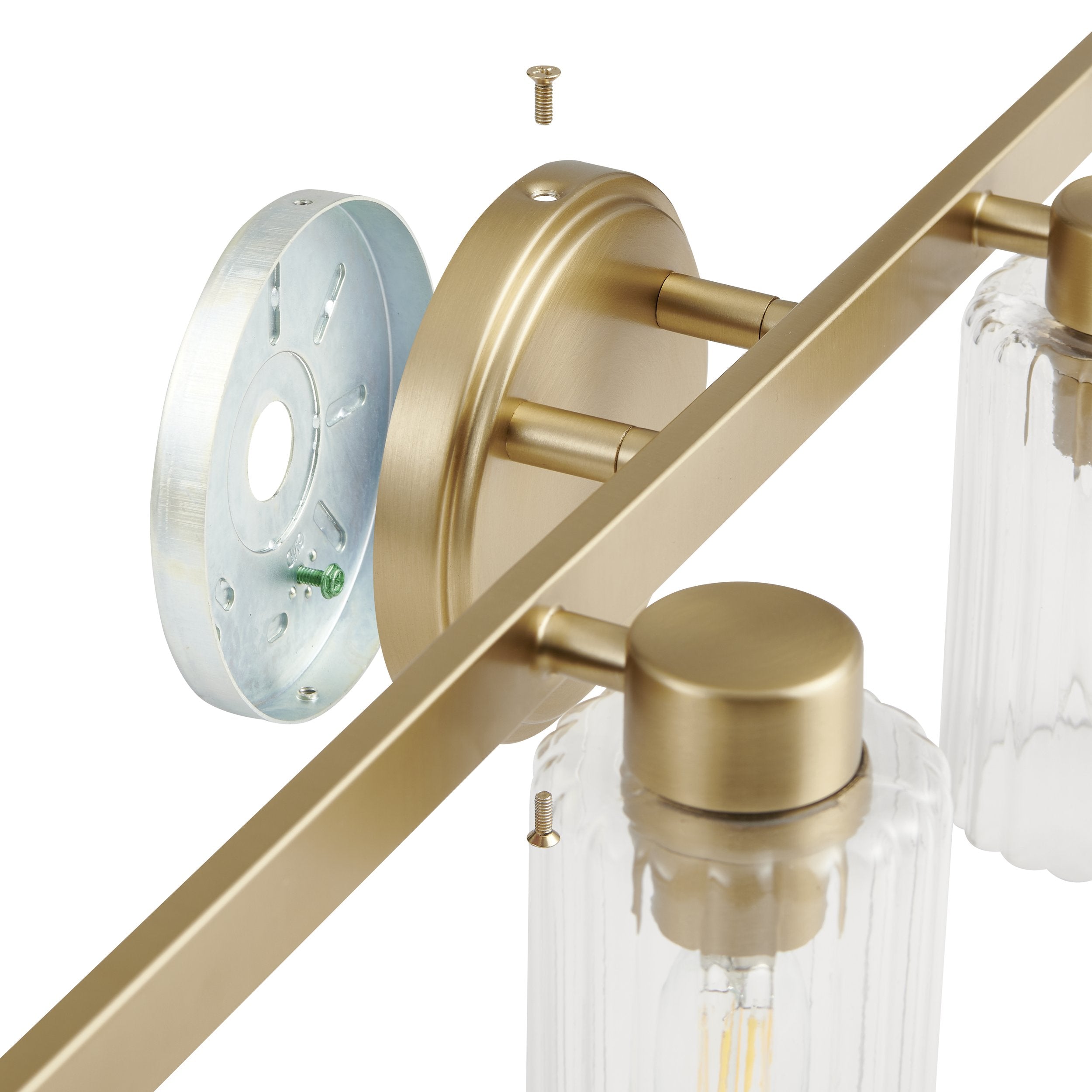 Bedminster 30-inch 4-light Champagne Gold Vanity Light with Clear Ribbed Glass Shades