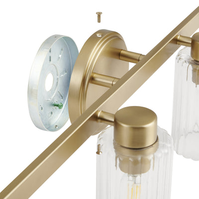 Bedminster 30-inch 4-light Champagne Gold Vanity Light with Clear Ribbed Glass Shades