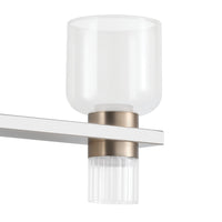 Amelia 34-inch 8-light Polished Nickel and Champagne Gold 5CCT LED Vanity Light with Clear and Clear Ribbed Glass
