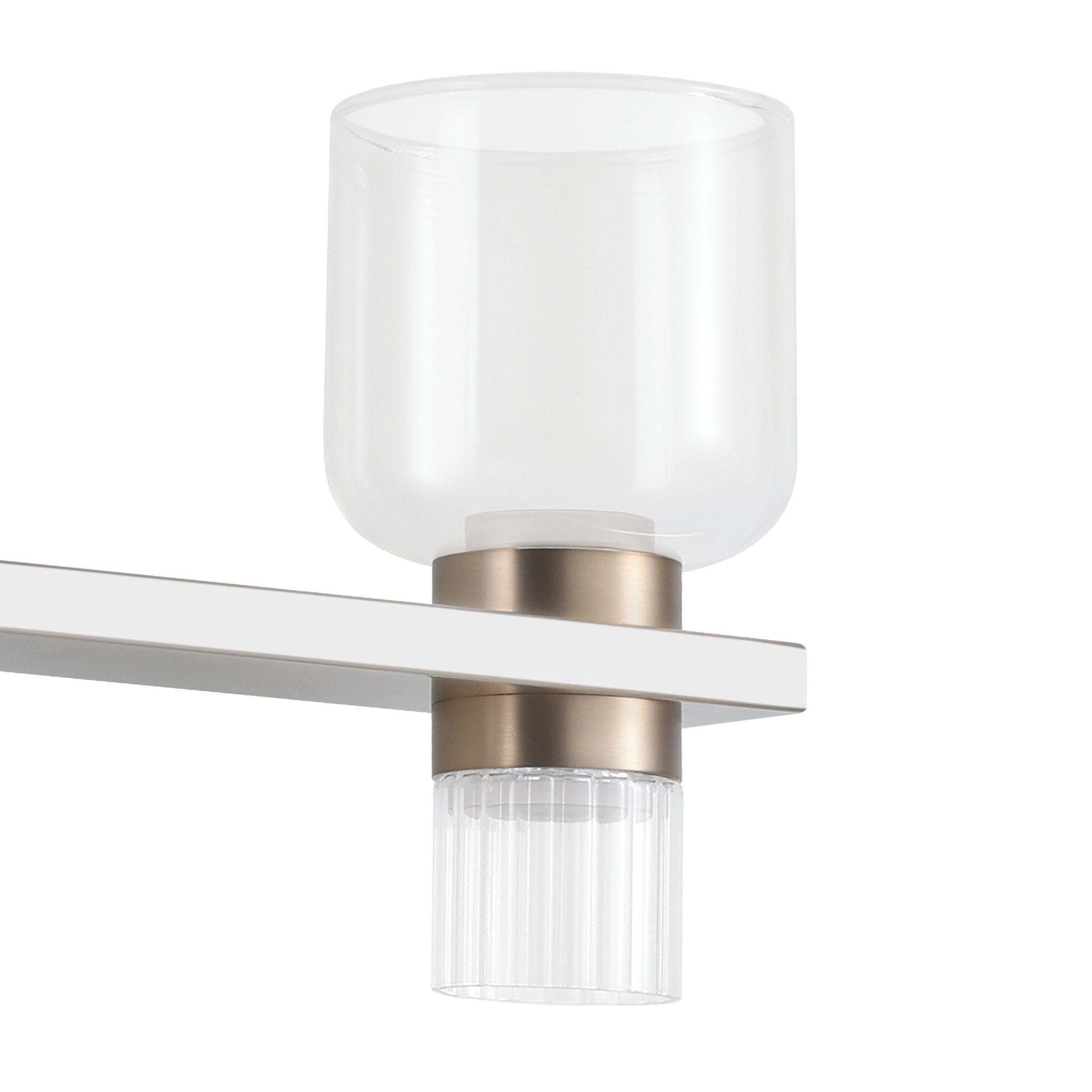Amelia 34-inch 8-light Polished Nickel and Champagne Gold 5CCT LED Vanity Light with Clear and Clear Ribbed Glass