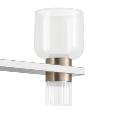 Amelia 34-inch 8-light Polished Nickel and Champagne Gold 5CCT LED Vanity Light with Clear and Clear Ribbed Glass