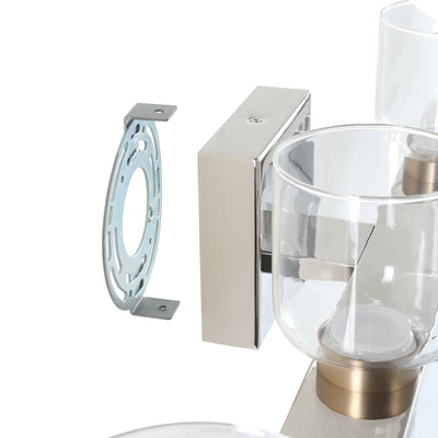 Amelia 34-inch 8-light Polished Nickel and Champagne Gold 5CCT LED Vanity Light with Clear and Clear Ribbed Glass