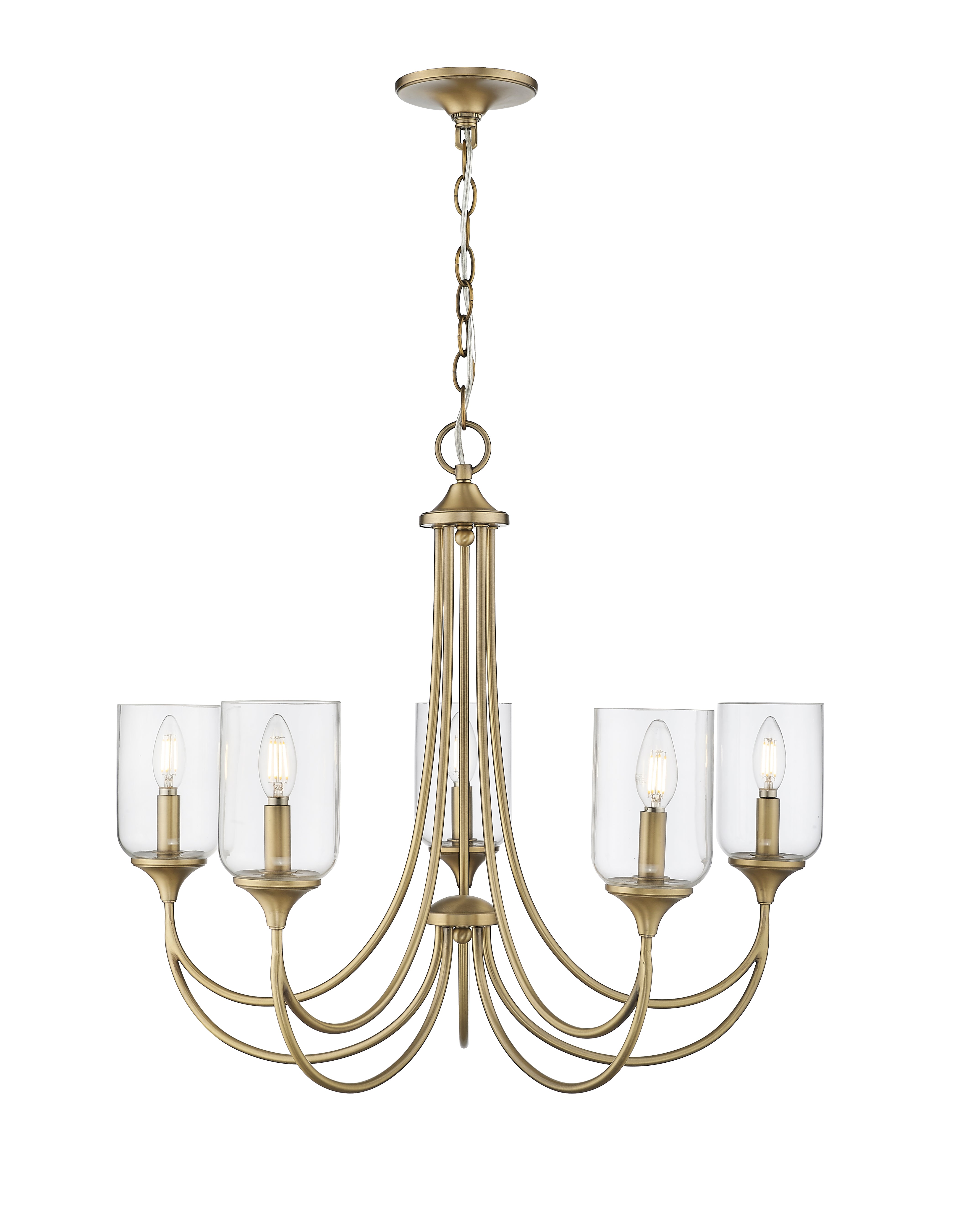 23'' Waddingham Vintage Brass 5 Light Chandelier