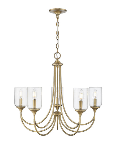 23'' Waddingham Vintage Brass 5 Light Chandelier