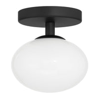 Julep 6-inch 1-light Matte Black Semi-Flush Mount with Opal Glass Shade