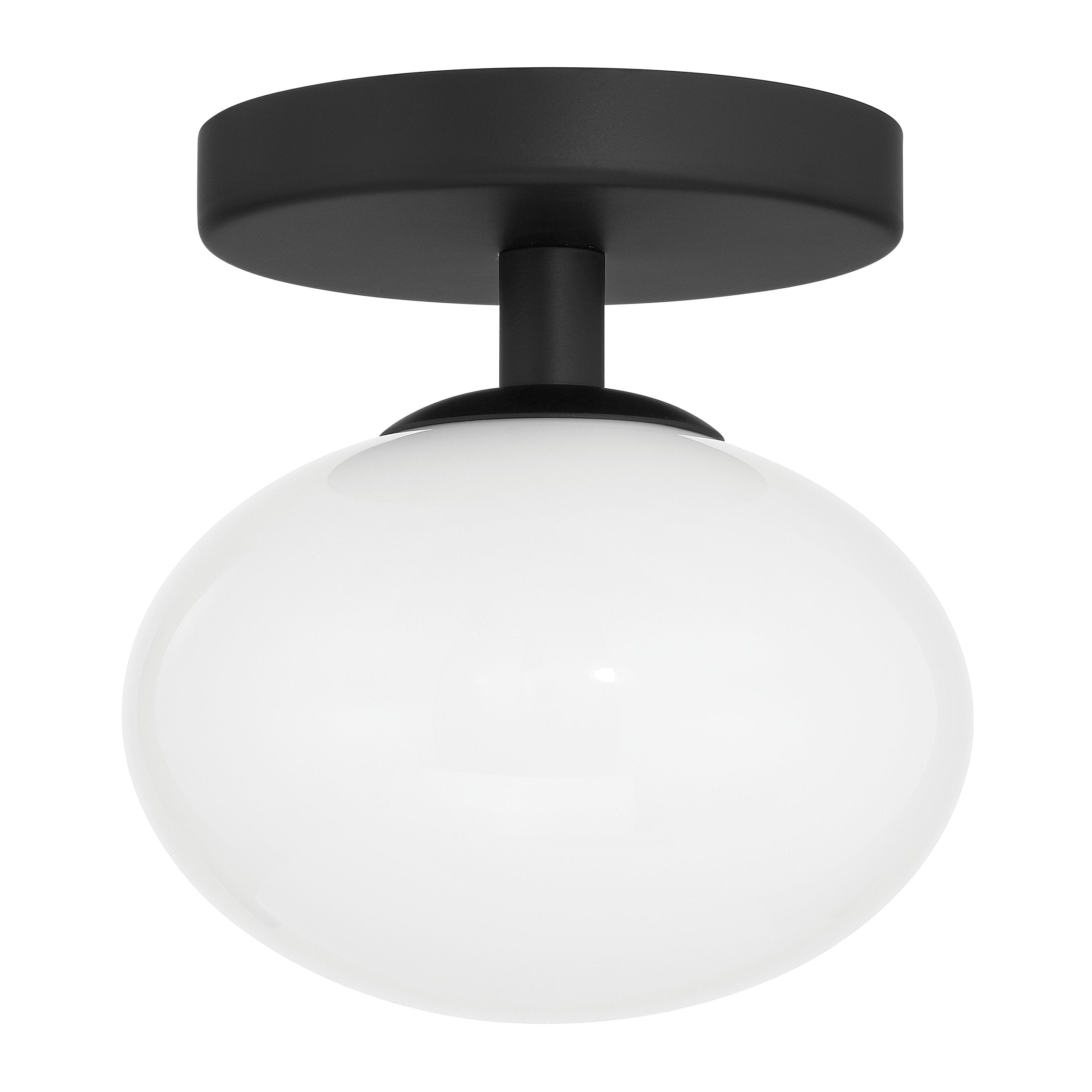 Julep 6-inch 1-light Matte Black Semi-Flush Mount with Opal Glass Shade