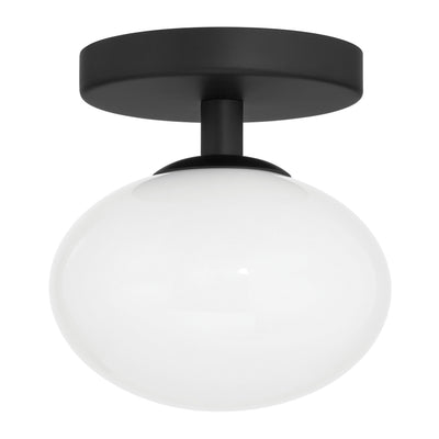 Julep 6-inch 1-light Matte Black Semi-Flush Mount with Opal Glass Shade
