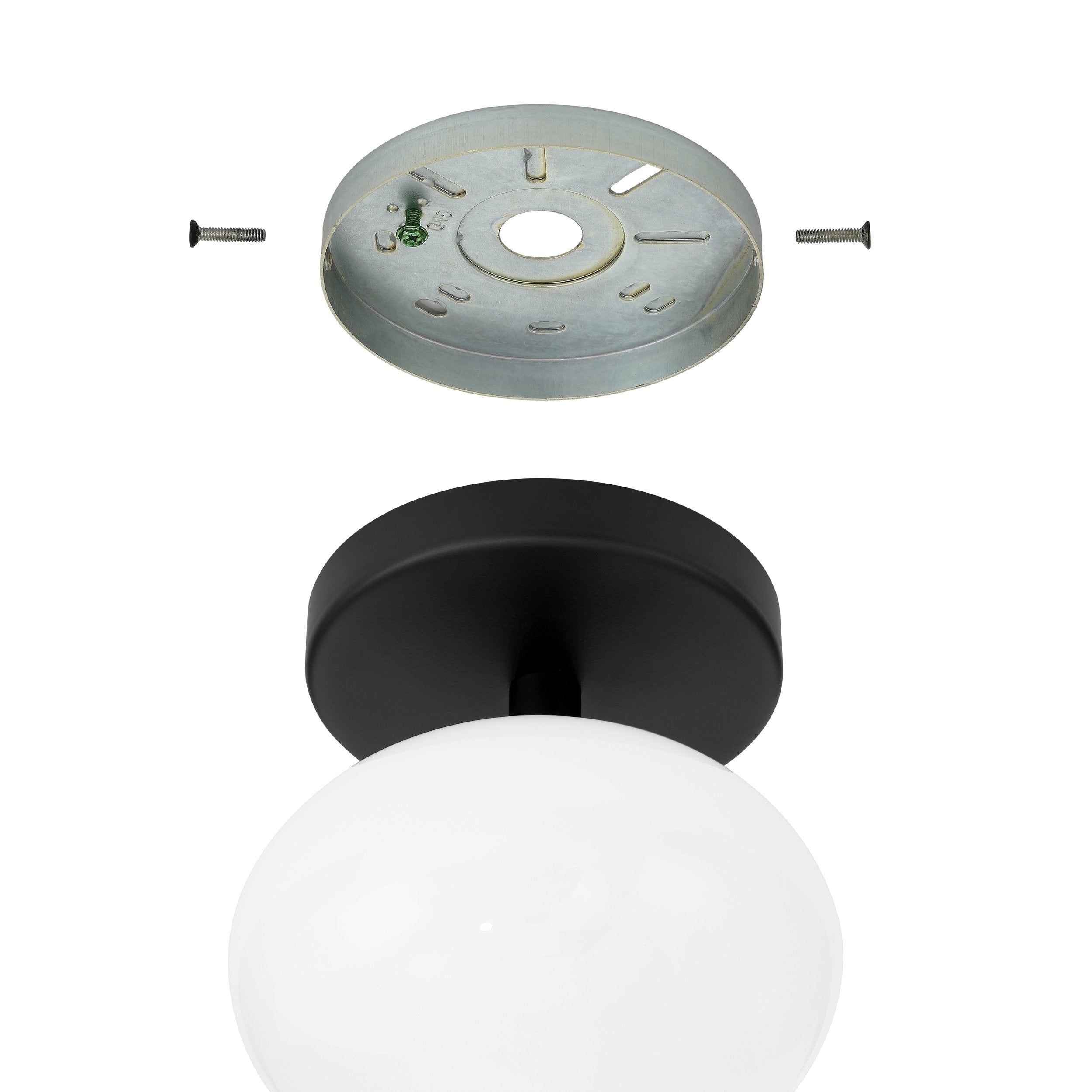 Julep 6-inch 1-light Matte Black Semi-Flush Mount with Opal Glass Shade