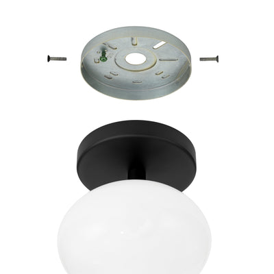 Julep 6-inch 1-light Matte Black Semi-Flush Mount with Opal Glass Shade