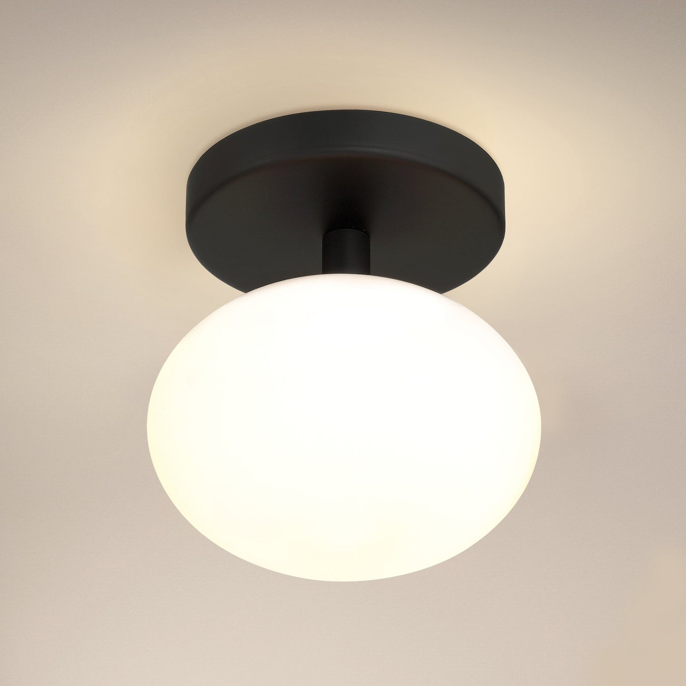 Julep 6-inch 1-light Matte Black Semi-Flush Mount with Opal Glass Shade