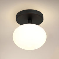 Julep 6-inch 1-light Matte Black Semi-Flush Mount with Opal Glass Shade