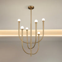 Dahlia 23-inch 6-light Brass Chandelier with Opal Glass Shades