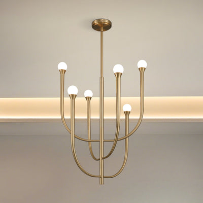 Dahlia 23-inch 6-light Brass Chandelier with Opal Glass Shades