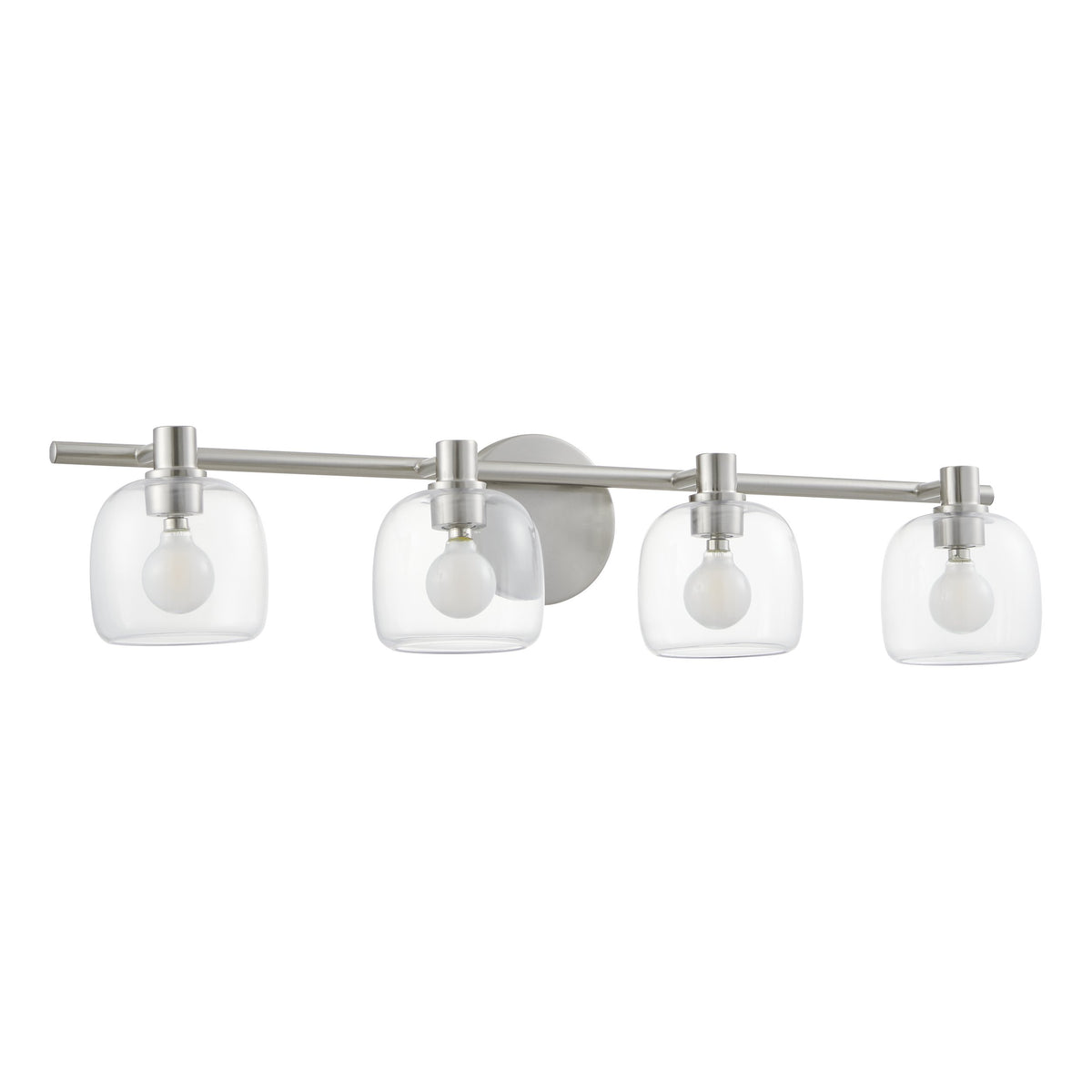 Valentina 30-inch 4-light Brushed Nickel Vanity Light with Clear Glass Shades