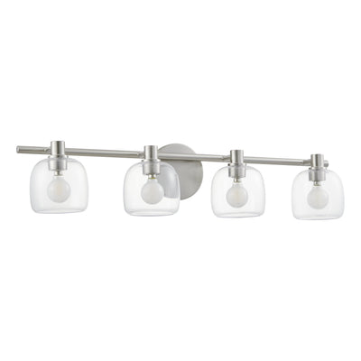 Valentina 30-inch 4-light Brushed Nickel Vanity Light with Clear Glass Shades