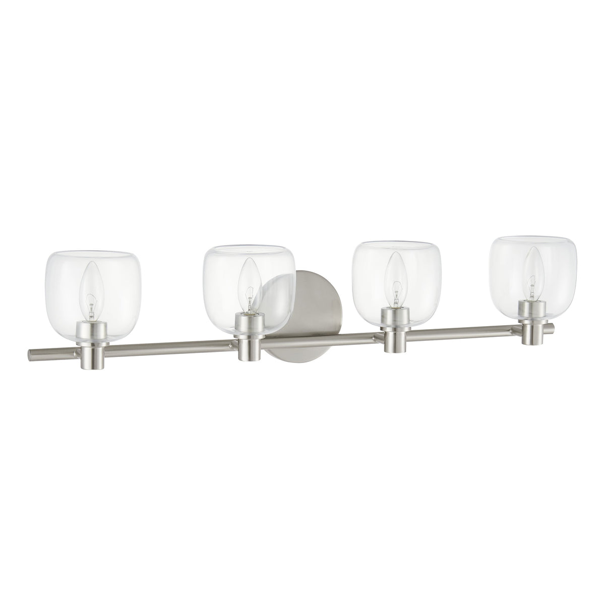 Valentina 30-inch 4-light Brushed Nickel Vanity Light with Clear Glass Shades