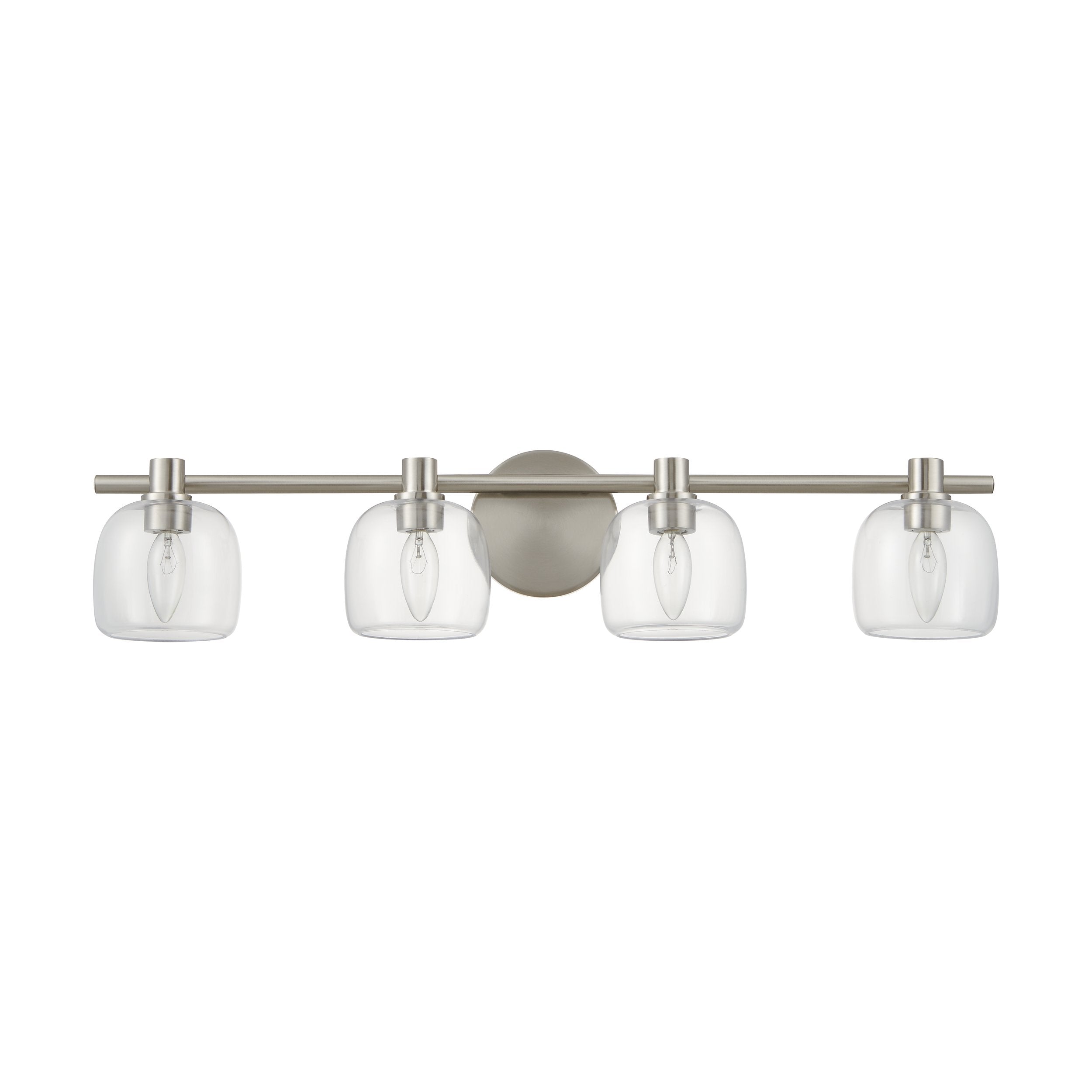 Valentina 30-inch 4-light Brushed Nickel Vanity Light with Clear Glass Shades