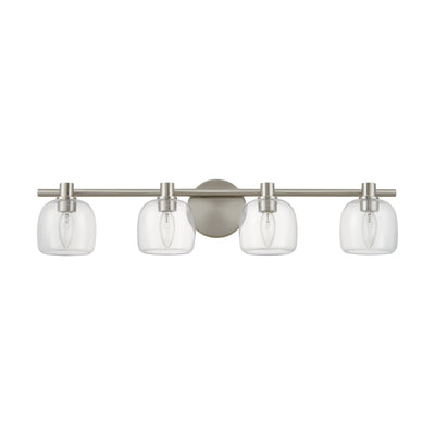 Valentina 30-inch 4-light Brushed Nickel Vanity Light with Clear Glass Shades